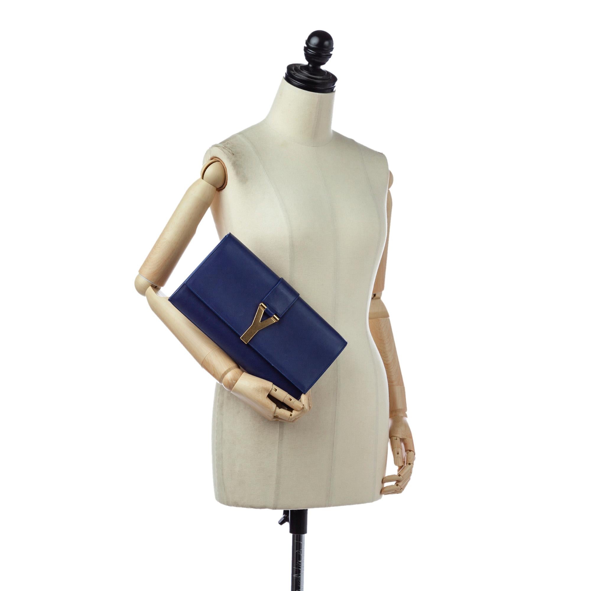 Saint Laurent Chyc Ligne Leather Clutch Bag (SHG-32468)