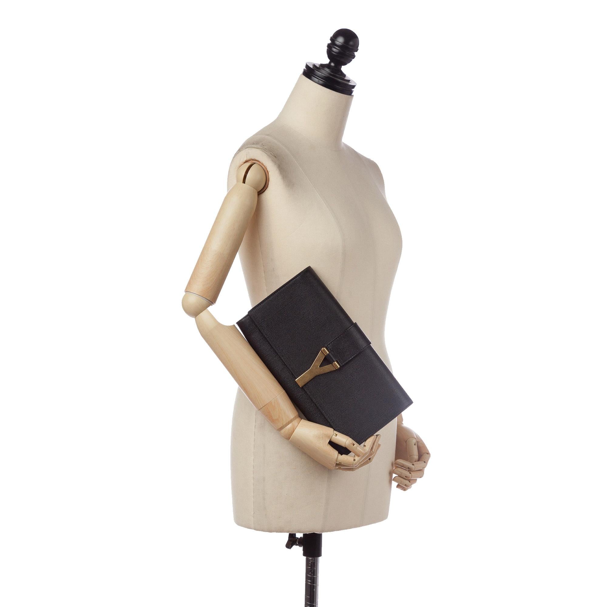 Saint Laurent Chyc Ligne Leather Clutch Bag (SHG-33674)