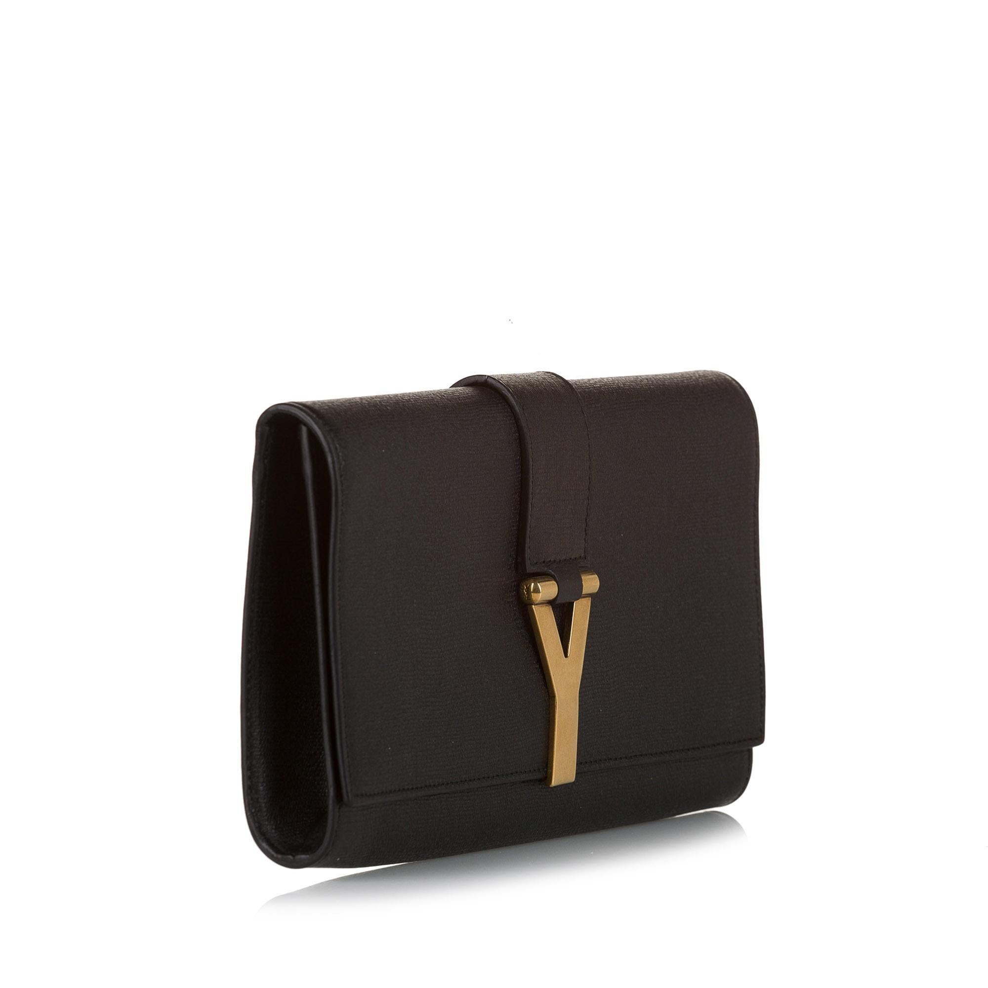 Saint Laurent Chyc Ligne Leather Clutch Bag (SHG-33674)