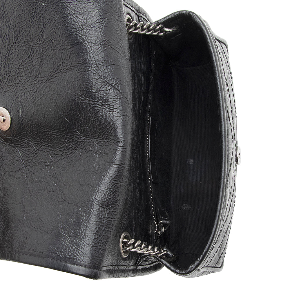 Saint Laurent Crinkled Calfskin Niki Chain Wallet (SHF-18521)