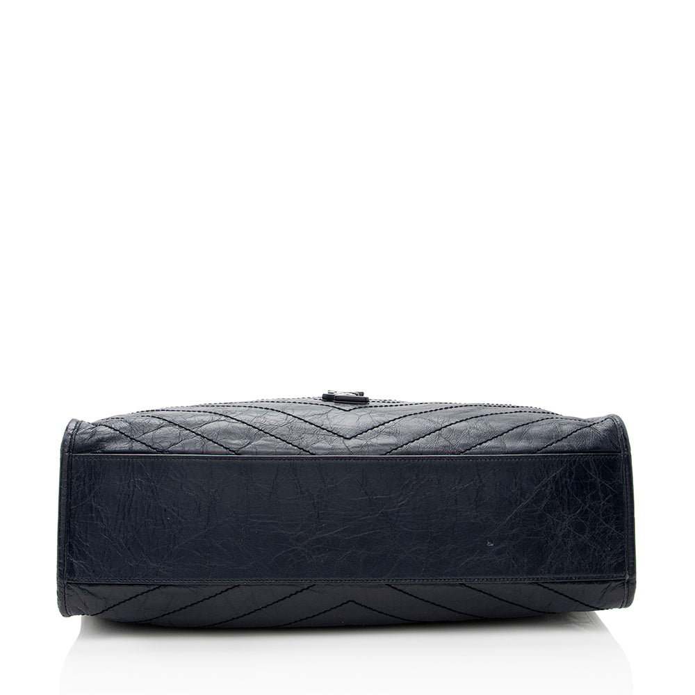 Saint Laurent Crinkled Calfskin Niki Large Shopping Tote (SHF-19423)