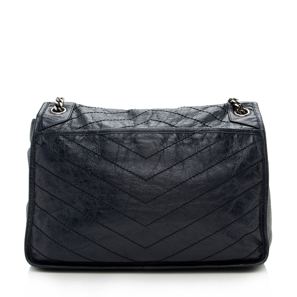 Saint Laurent Crinkled Calfskin Niki Large Shoulder Bag (SHF-14097)