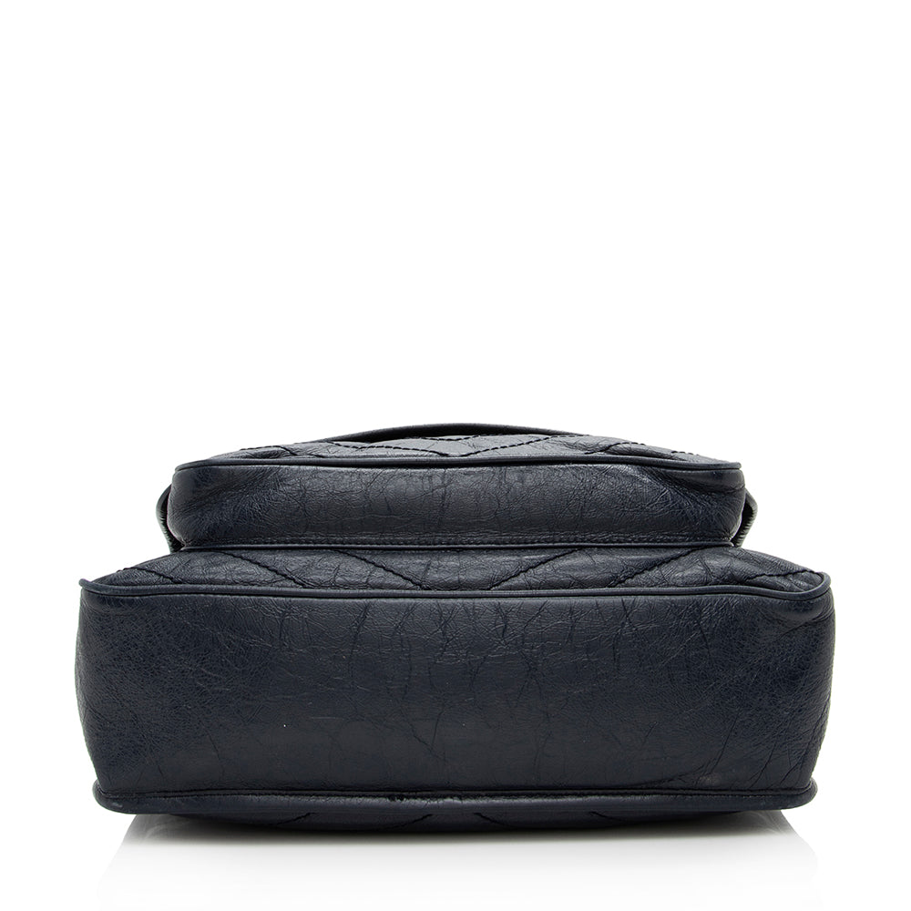 Saint Laurent Crinkled Calfskin Niki Large Shoulder Bag (SHF-14097)