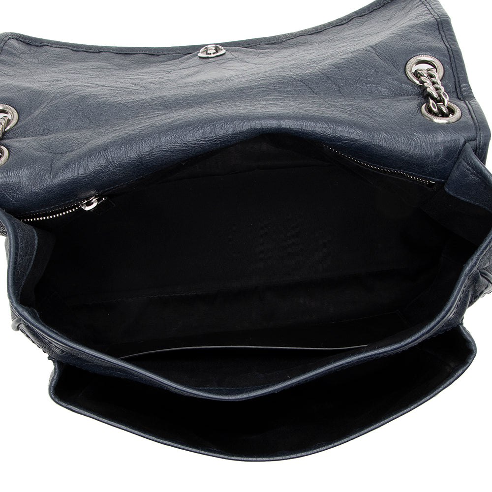 Saint Laurent Crinkled Calfskin Niki Large Shoulder Bag (SHF-14097)