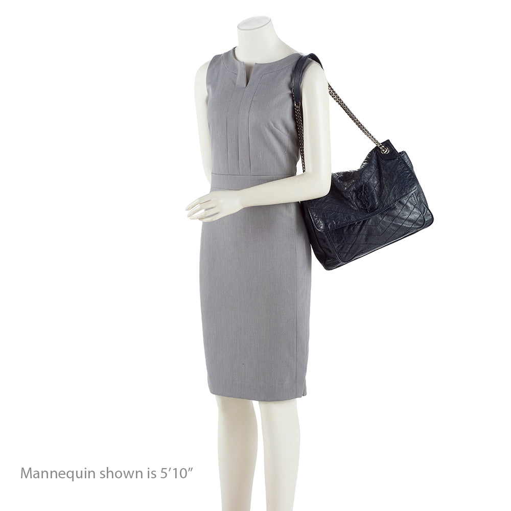 Saint Laurent Crinkled Calfskin Niki Large Shoulder Bag (SHF-14097)