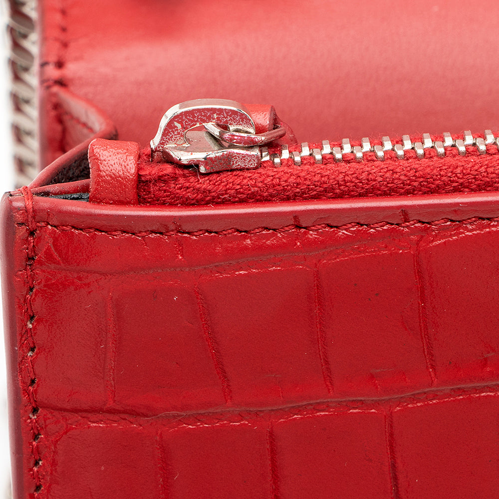 Saint Laurent Croc Embossed Leather Kate Tassel Shoulder Bag (SHF-18917)