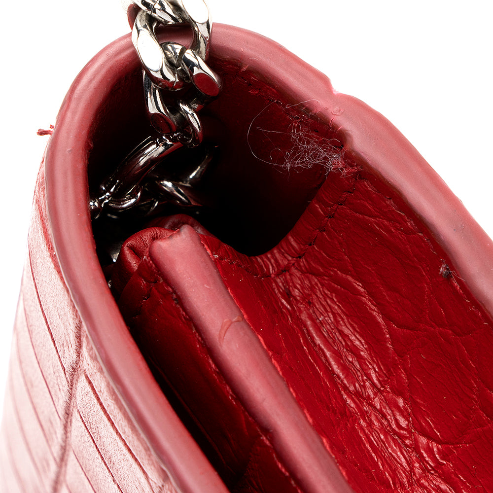 Saint Laurent Croc Embossed Leather Kate Tassel Shoulder Bag (SHF-18917)