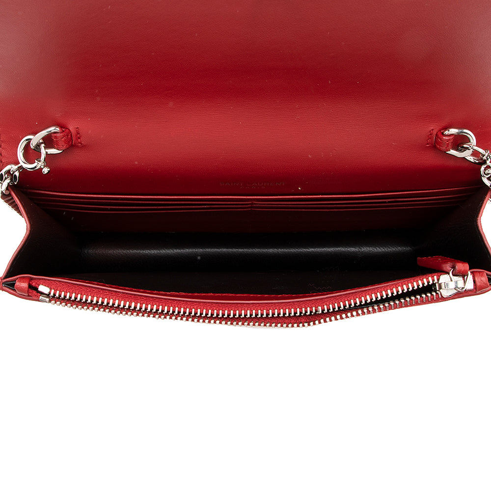 Saint Laurent Croc Embossed Leather Kate Tassel Shoulder Bag (SHF-18917)