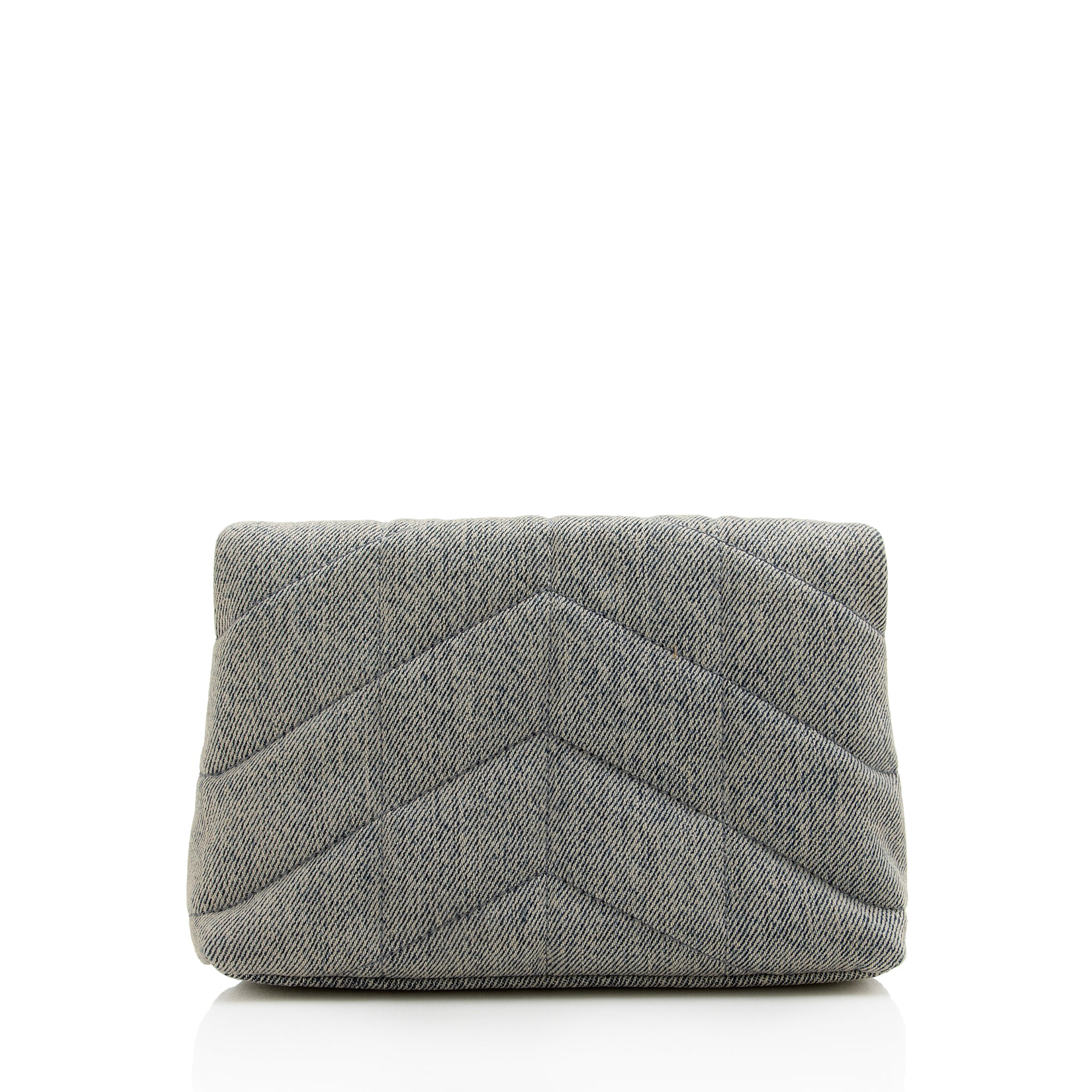 Saint Laurent Denim Monogram Puffer LouLou Small Clutch (SHF-22918)