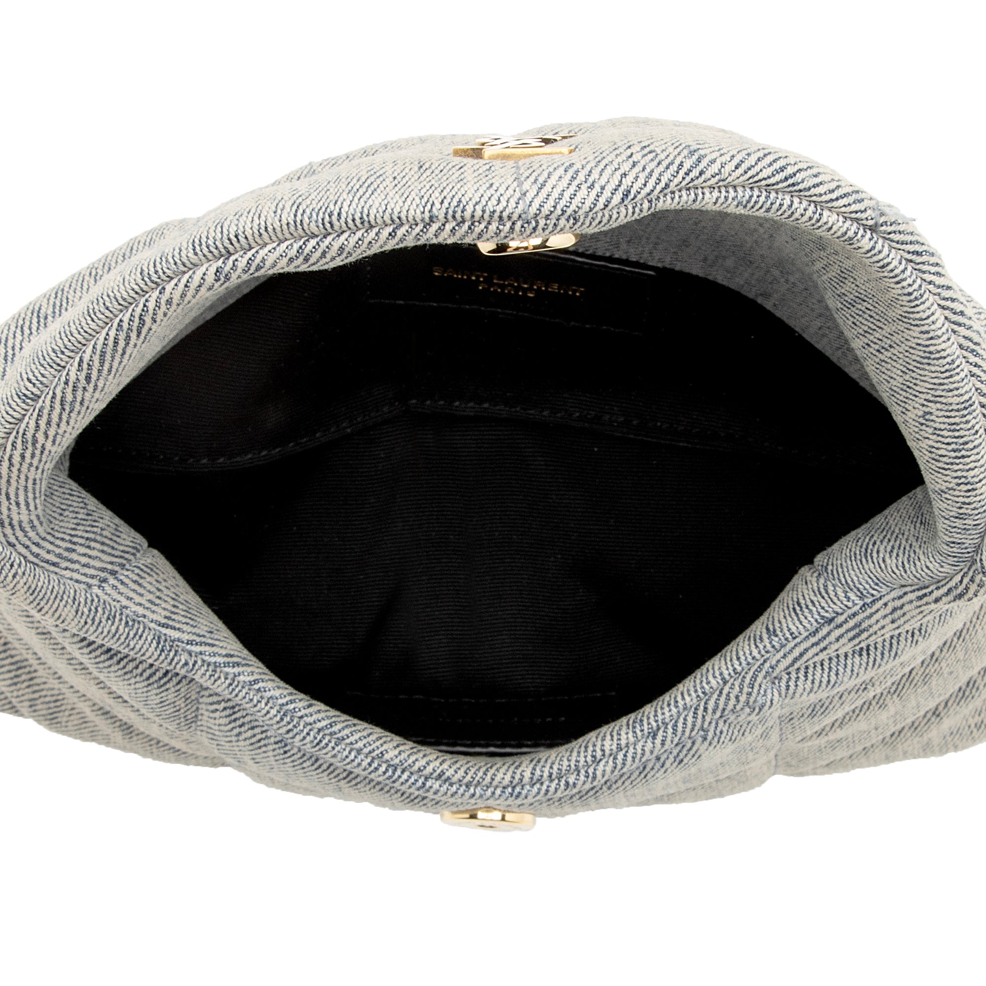Saint Laurent Denim Monogram Puffer LouLou Small Clutch (SHF-22918)