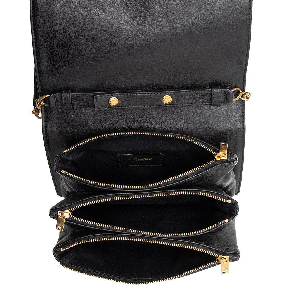 Saint Laurent Diamond Quilted Leather Monogram Angie Small Shoulder Bag (SHF-22533)