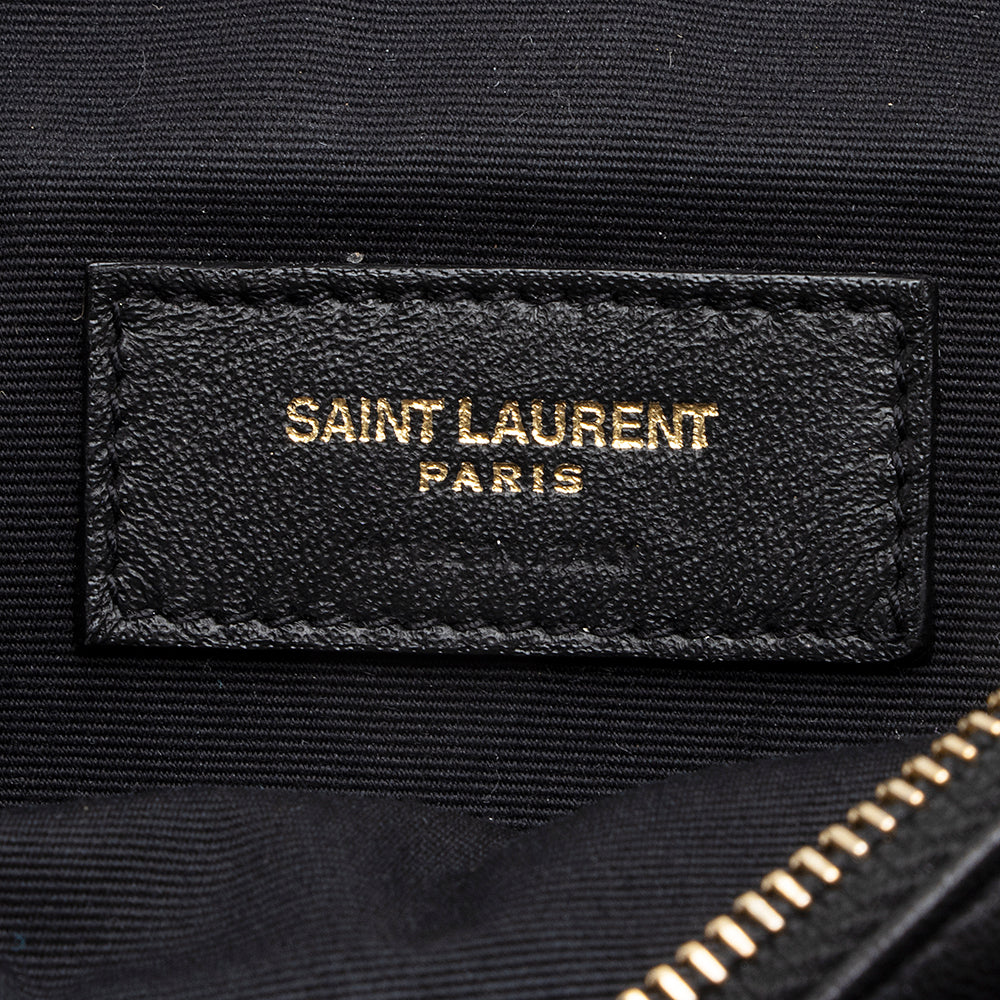 Saint Laurent Diamond Quilted Leather Monogram Angie Small Shoulder Bag (SHF-22533)