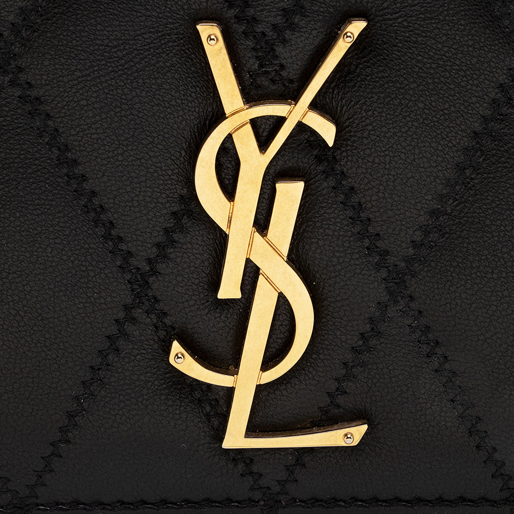 Saint Laurent Diamond Quilted Leather Monogram Angie Small Shoulder Bag (SHF-22533)