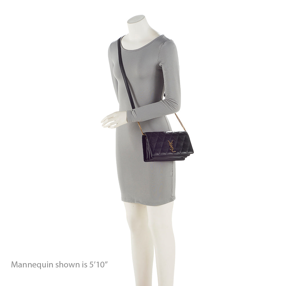 Saint Laurent Diamond Quilted Leather Monogram Angie Small Shoulder Bag (SHF-22533)