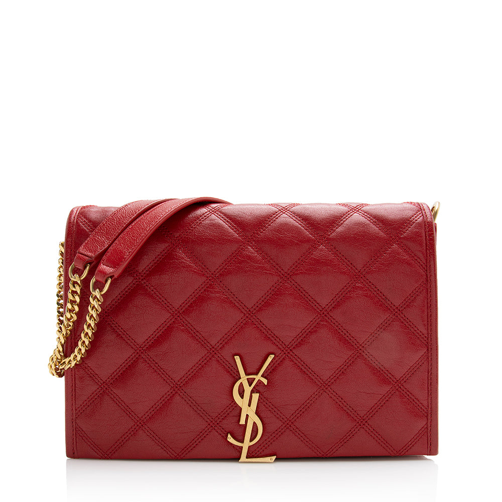 Saint Laurent Diamond Quilted Leather Becky Small Shoulder Bag (SHF-22081)