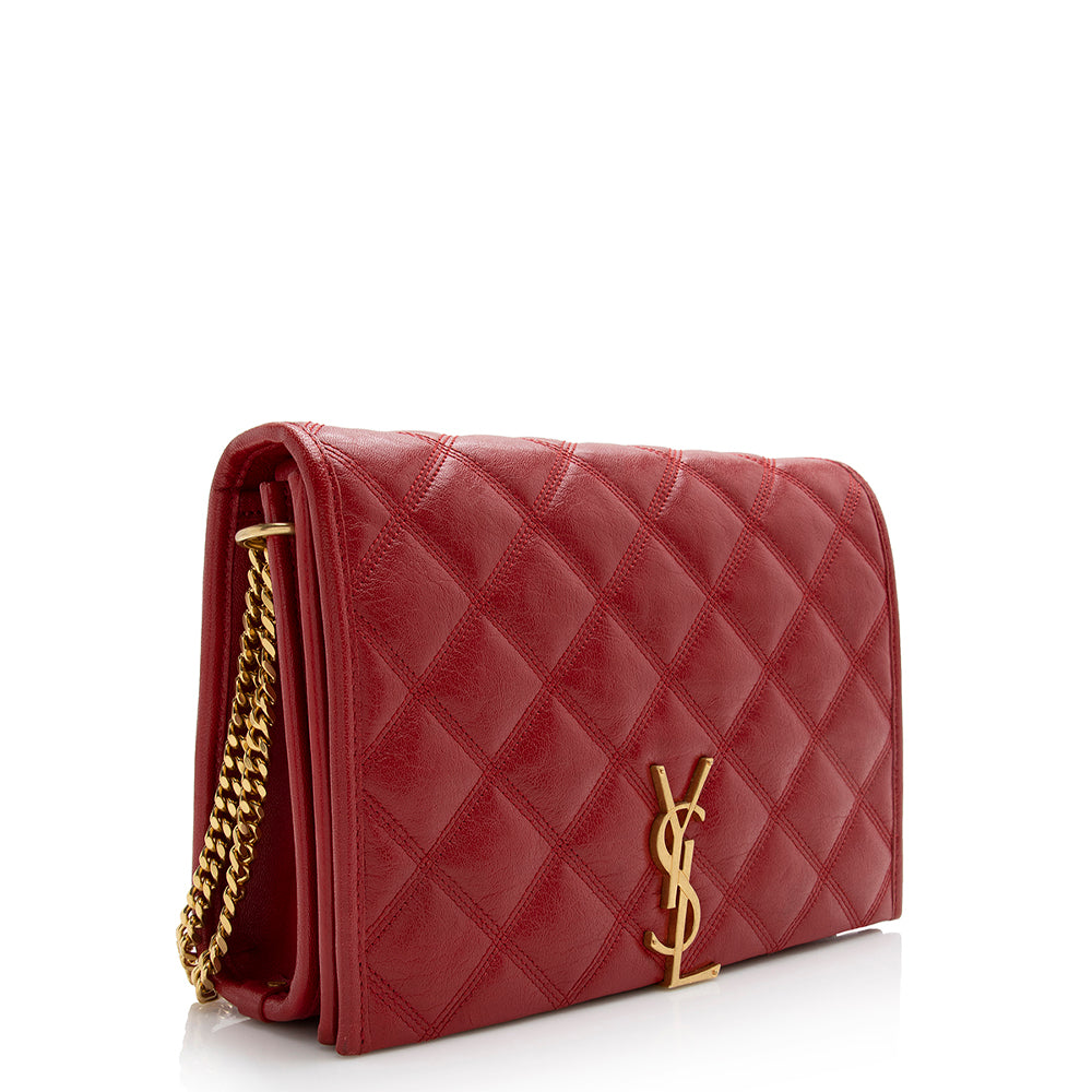 Saint Laurent Diamond Quilted Leather Becky Small Shoulder Bag (SHF-22081)