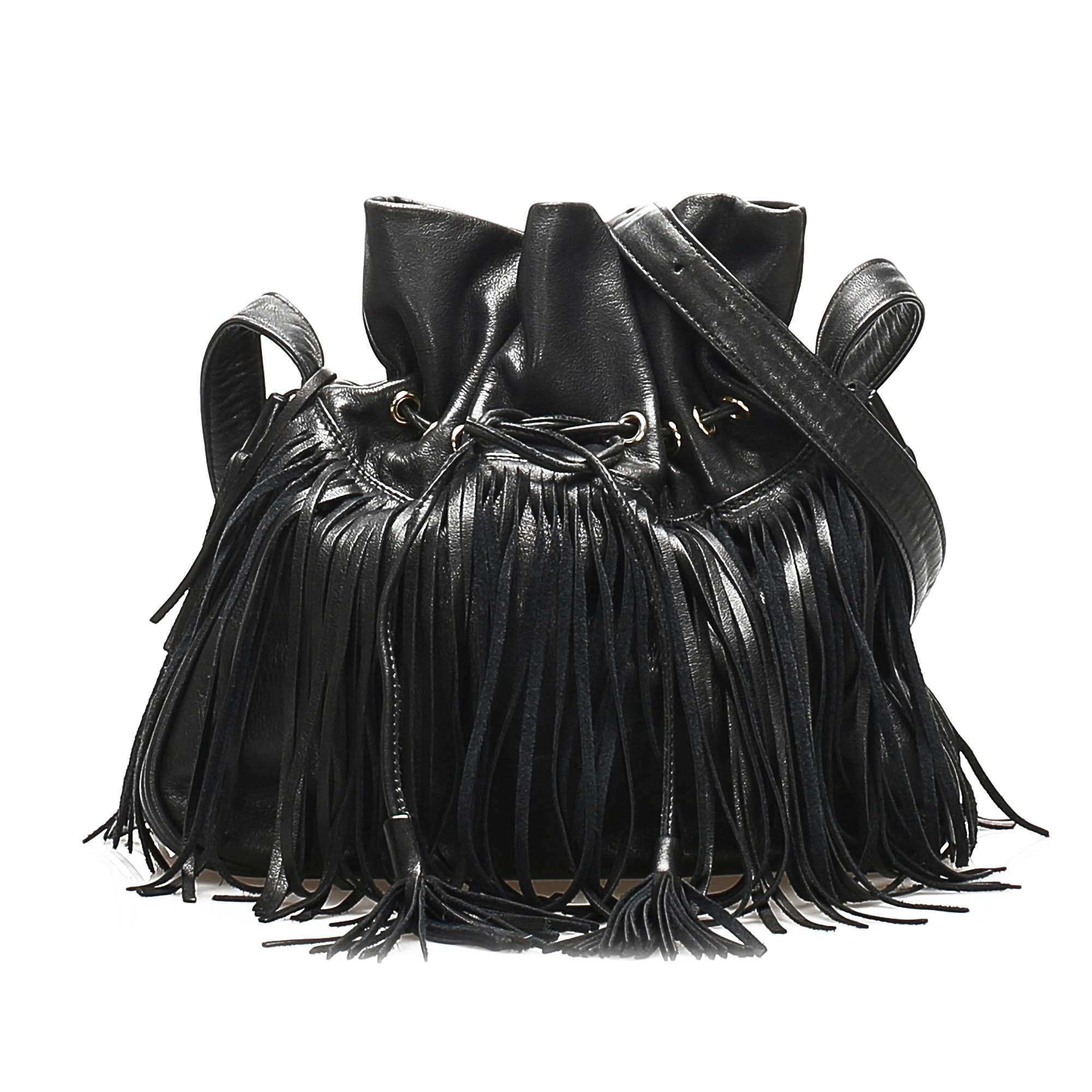 Saint Laurent Fringe Leather Shoulder Bag (SHG-23198)