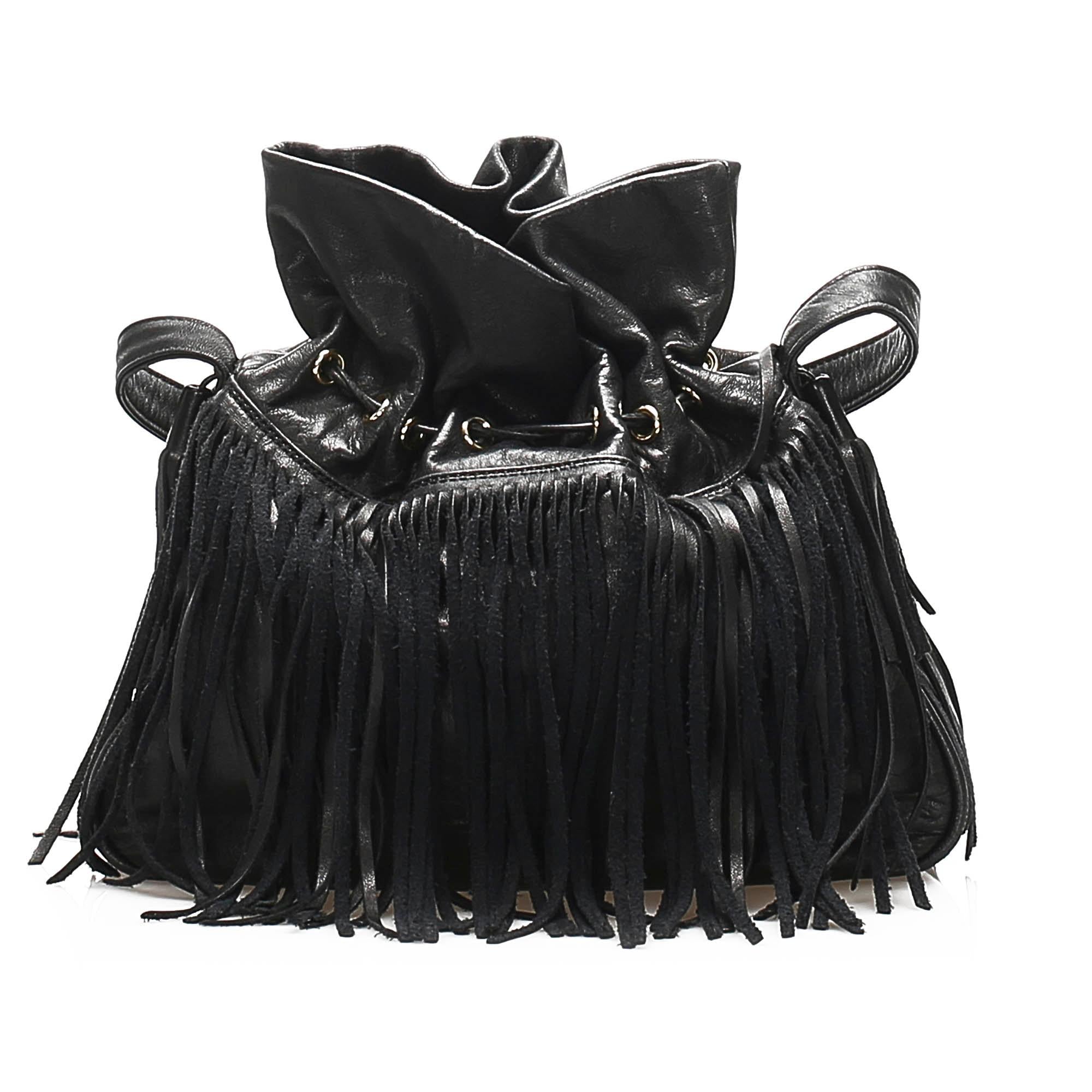 Saint Laurent Fringe Leather Shoulder Bag (SHG-23198)