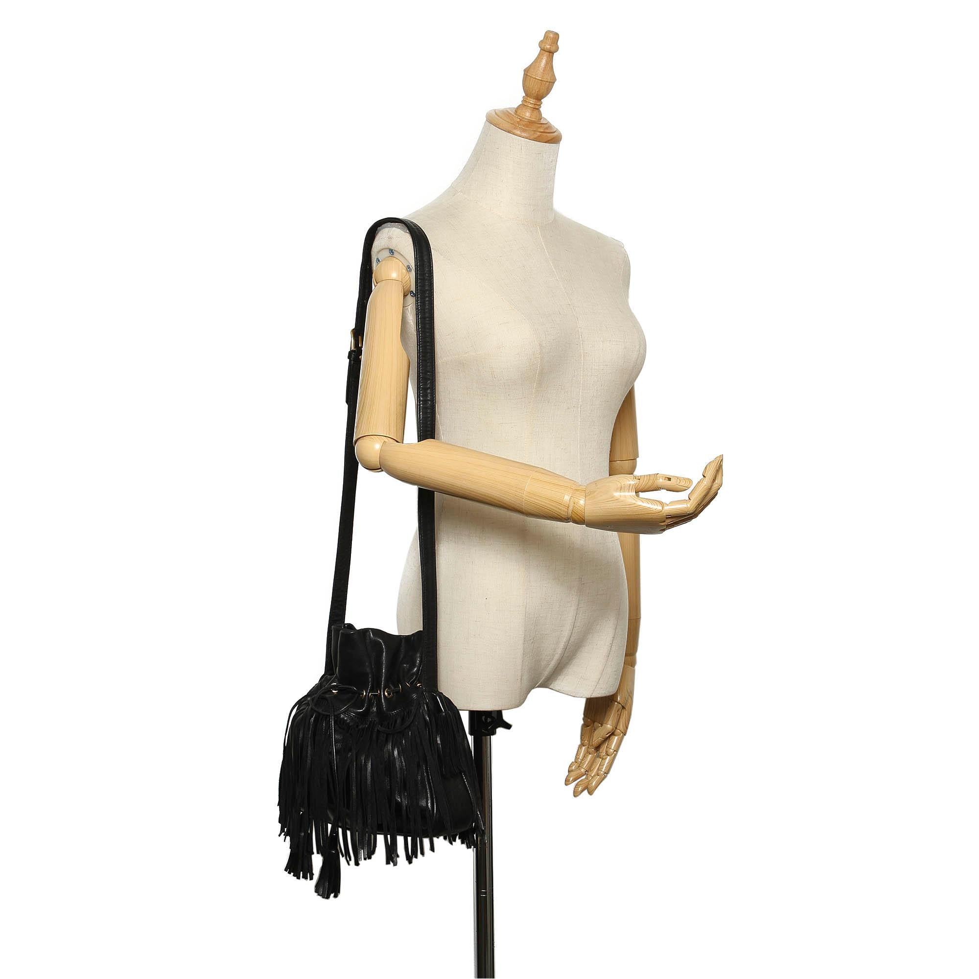 Saint Laurent Fringe Leather Shoulder Bag (SHG-23198)
