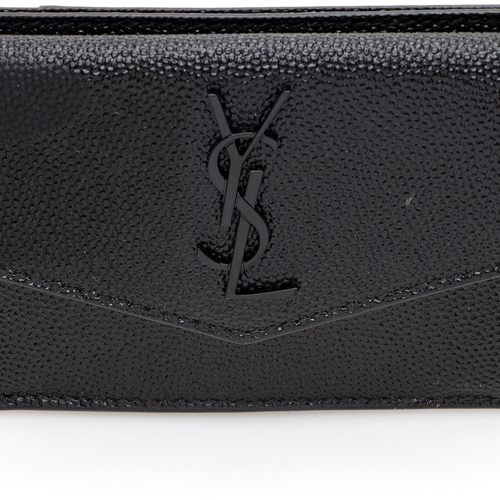 Saint Laurent Grain De Poudre Embossed Leather Uptown Card Case (SHF-18702)