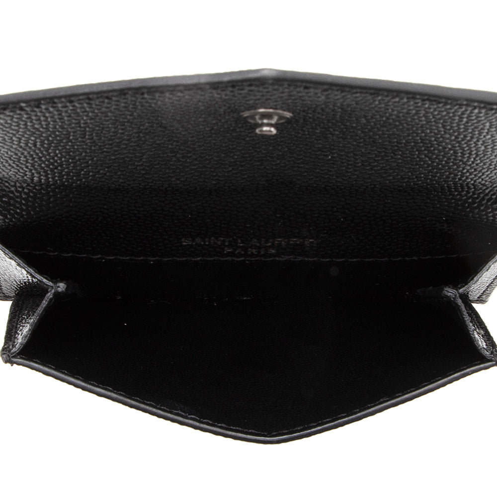 Saint Laurent Grain De Poudre Embossed Leather Uptown Card Case (SHF-18702)