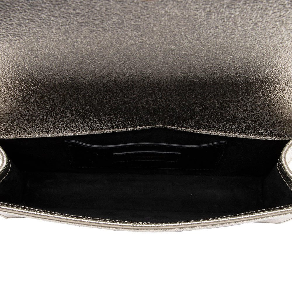 Saint Laurent Metallic Grain de Poudre Classic Kate Clutch (SHF-17619)