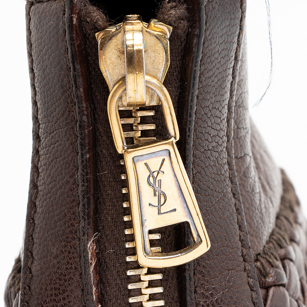 Saint Laurent Leather Braided Handle Hobo (SHF-19707)