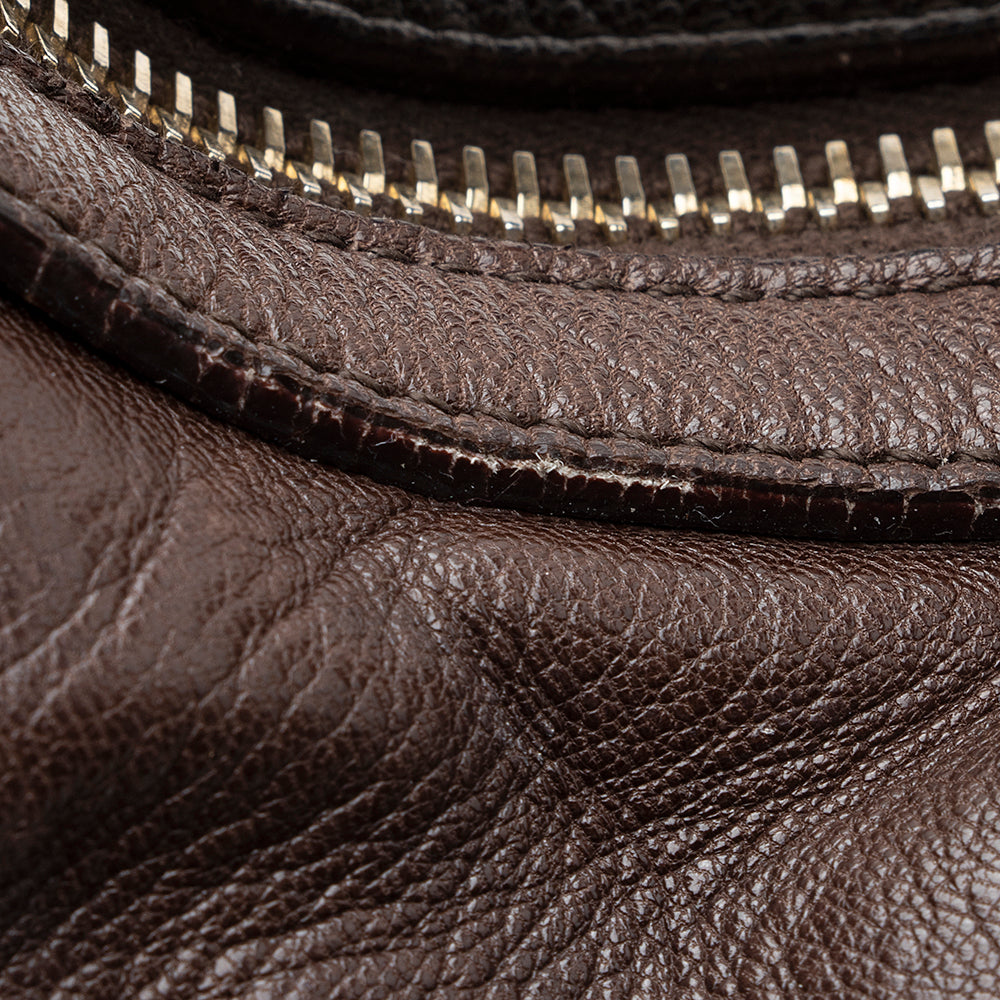 Saint Laurent Leather Braided Handle Hobo (SHF-19707)