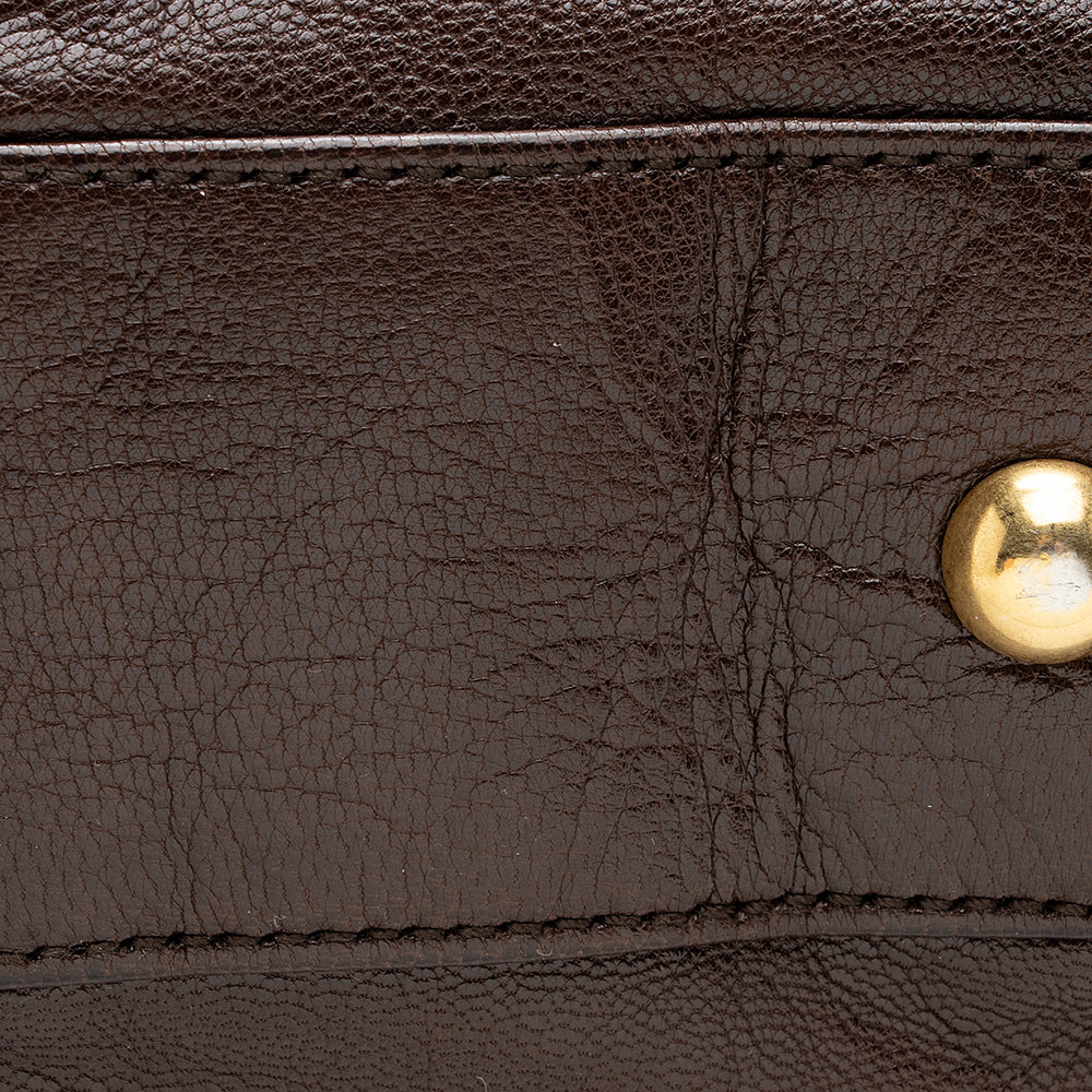 Saint Laurent Leather Braided Handle Hobo (SHF-19707)