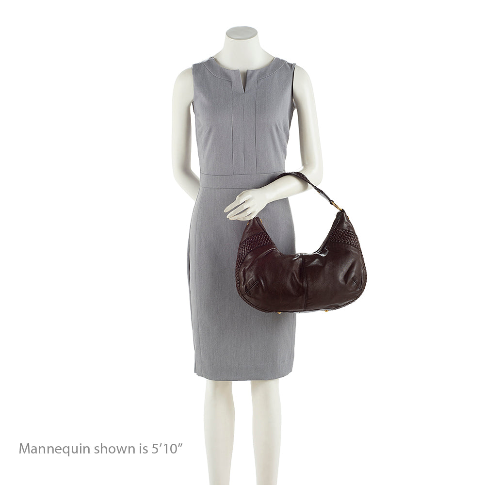 Saint Laurent Leather Braided Handle Hobo (SHF-19707)