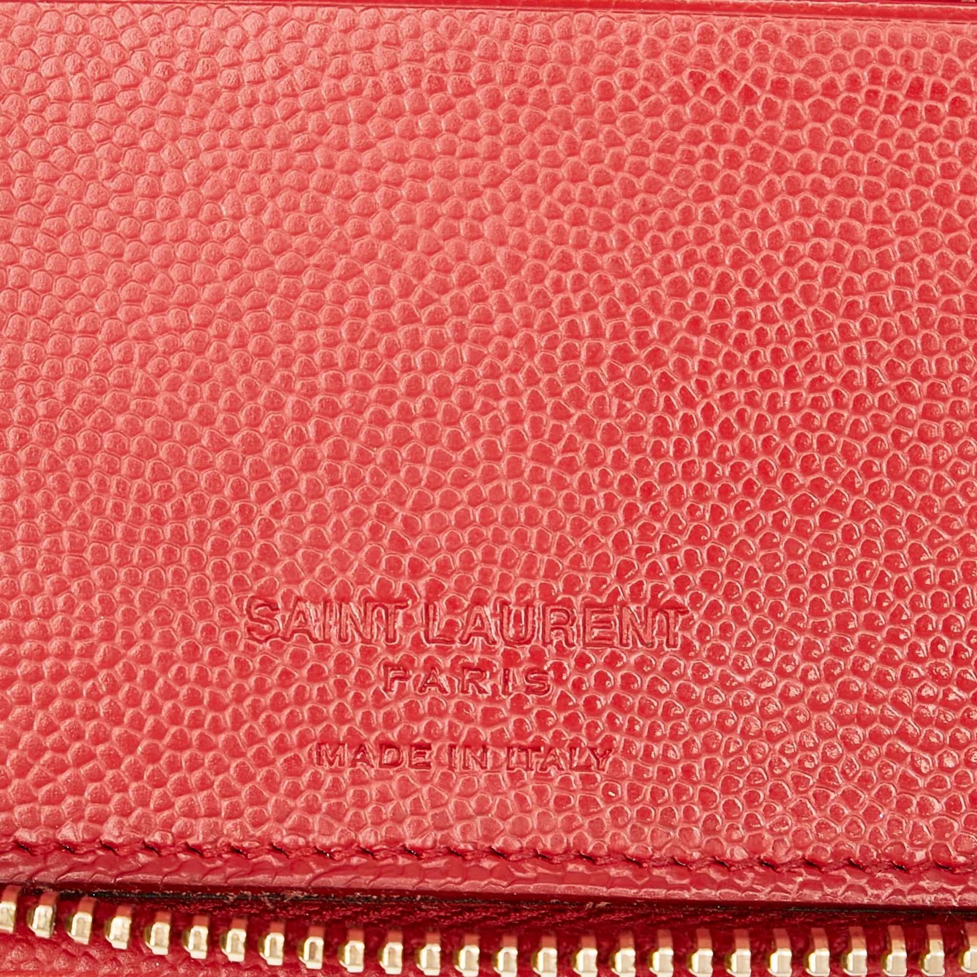 Saint Laurent Leather Zip Around Wallet (SHG-22445)