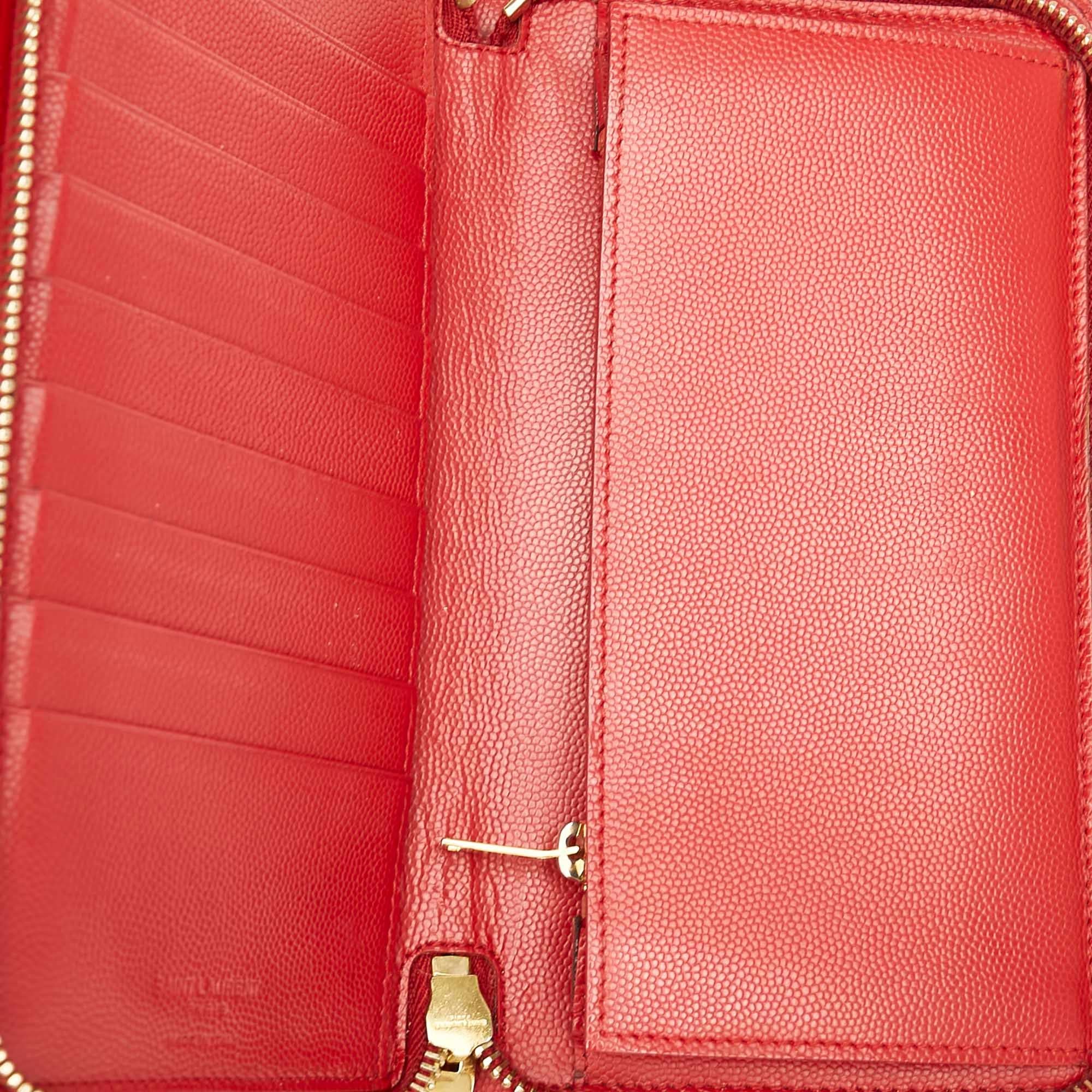 Saint Laurent Leather Zip Around Wallet (SHG-22445)