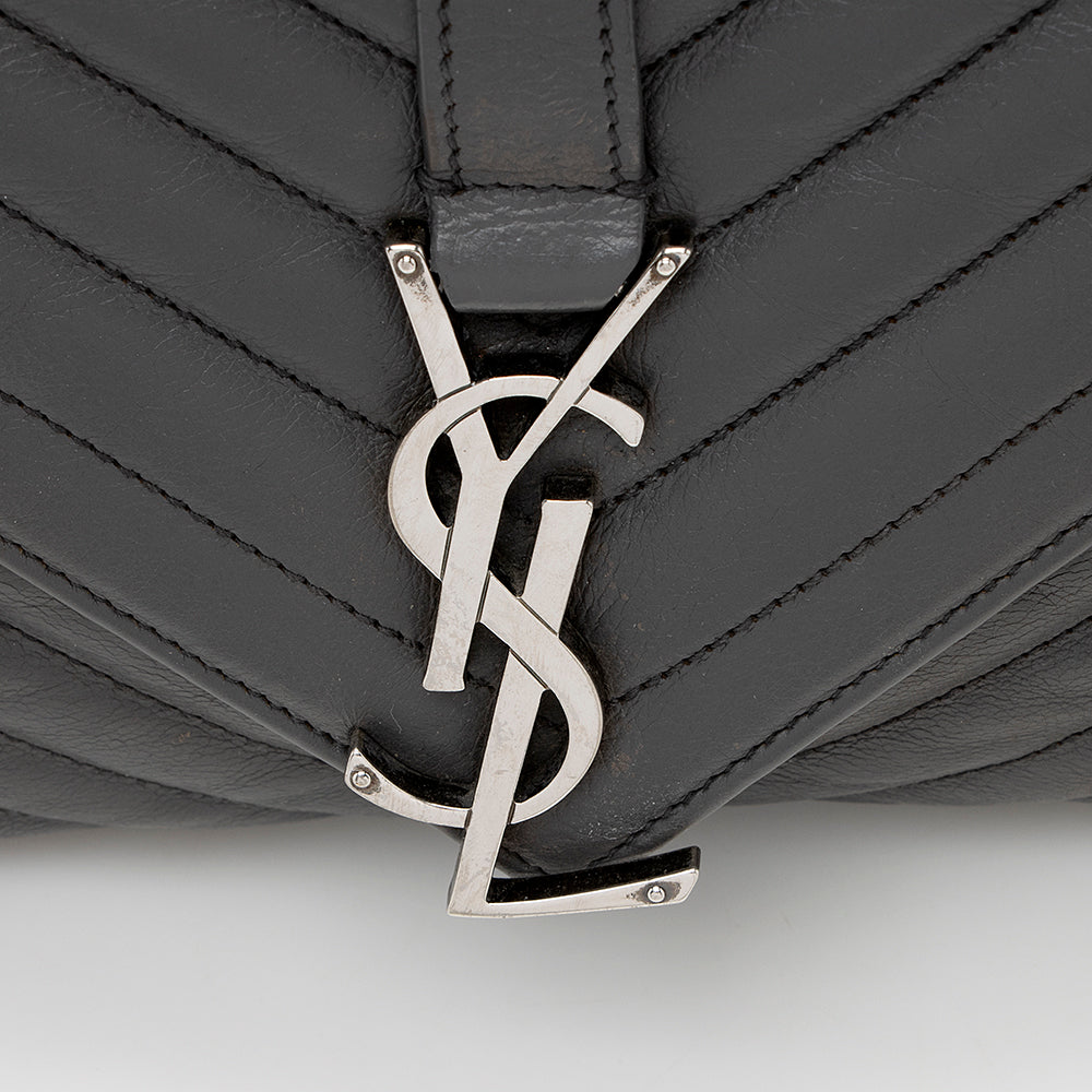 Saint Laurent Matelasse Calfskin Classic Monogram College Large Shoulder Bag (SHF-19141)