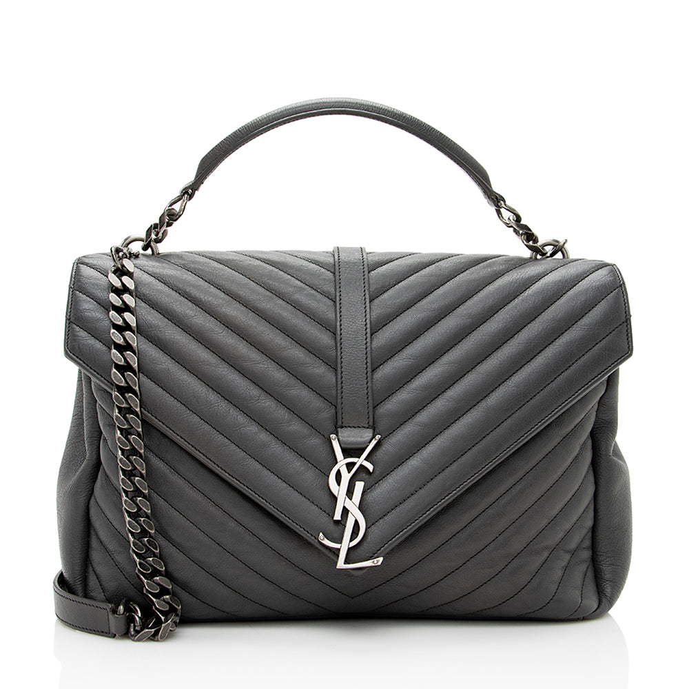 Saint Laurent Matelasse Calfskin Classic Monogram College Large Shoulder Bag (SHF-19141)