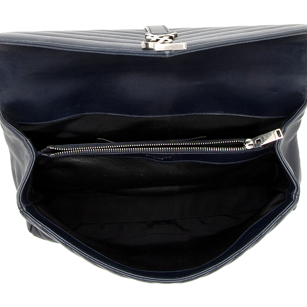 Saint Laurent Matelasse Calfskin Classic Monogram College Large Shoulder Bag (SHF-18581)