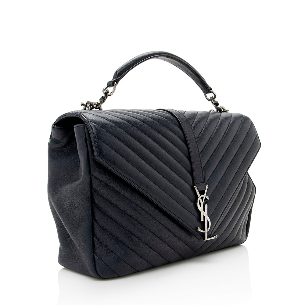 Saint Laurent Matelasse Calfskin Classic Monogram College Large Shoulder Bag (SHF-18581)