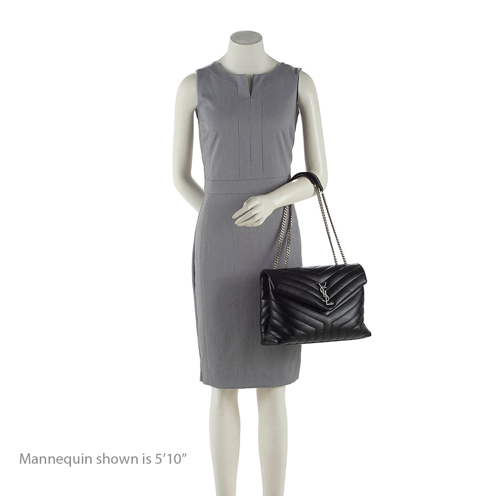 Saint Laurent Matelasse Calfskin Monogram LouLou Chain Medium Shoulder Bag (SHF-19046)