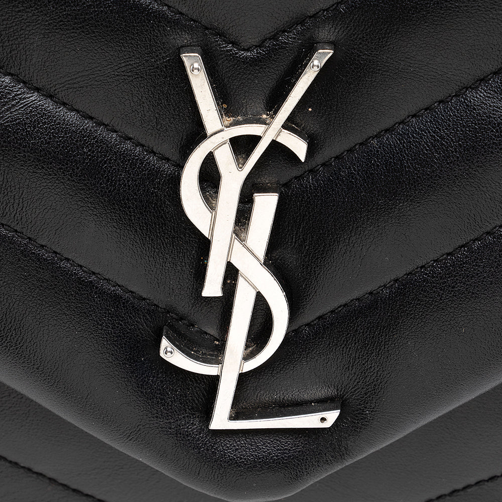 Saint Laurent Matelasse Calfskin Monogram LouLou Chain Medium Shoulder Bag (SHF-19046)