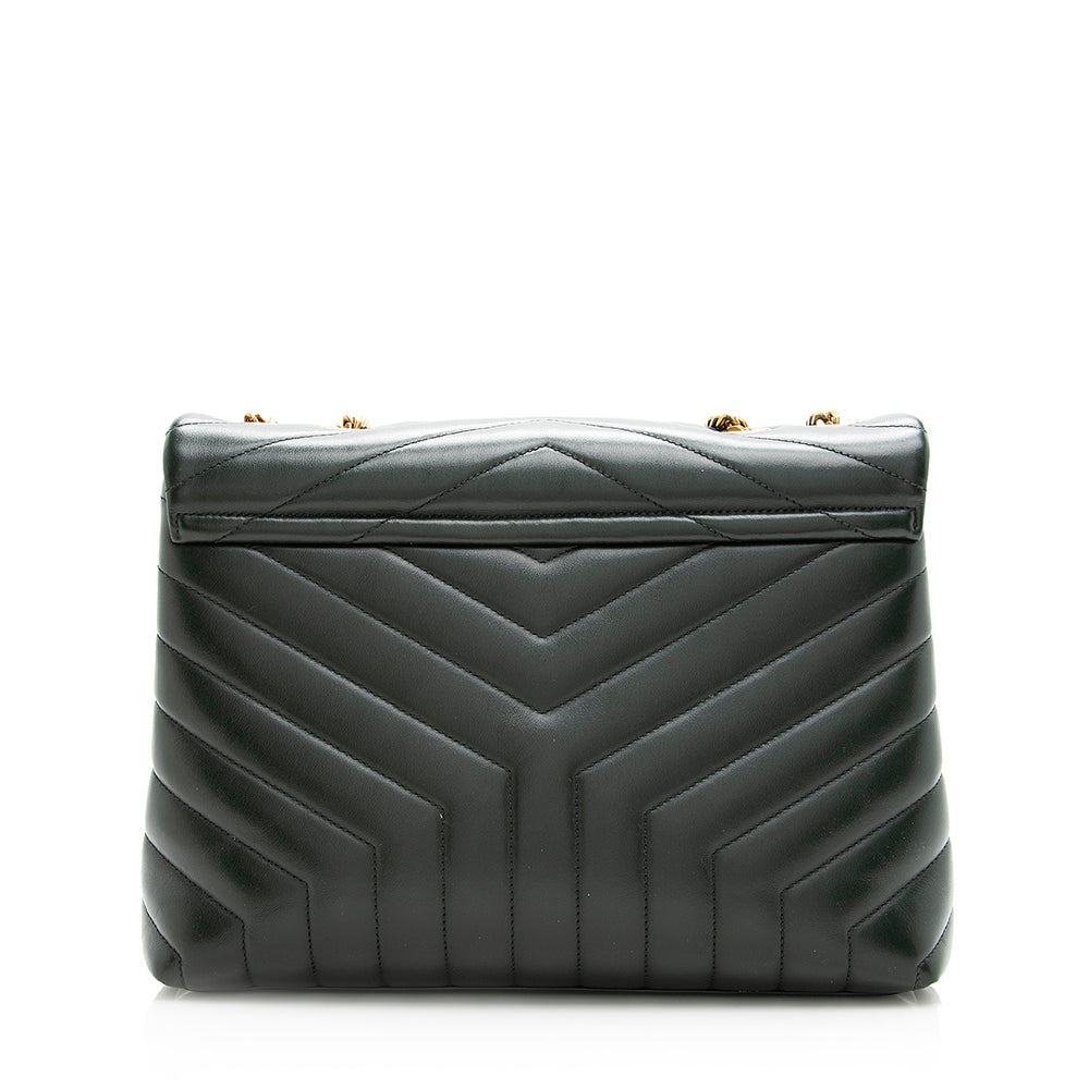 Saint Laurent Matelasse Calfskin Monogram LouLou Chain Medium Shoulder Bag (SHF-20578)