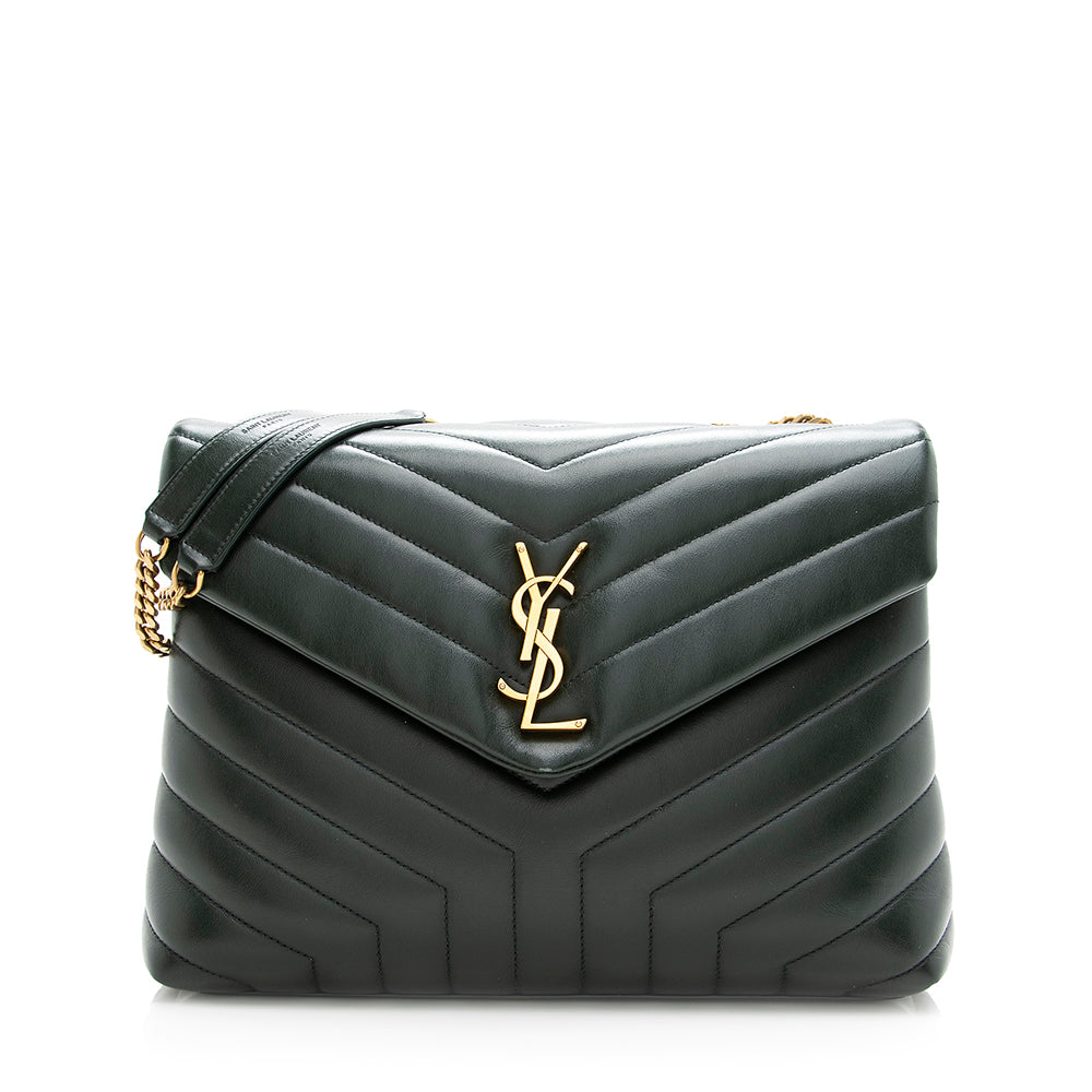 Saint Laurent Matelasse Calfskin Monogram LouLou Chain Medium Shoulder Bag (SHF-20578)
