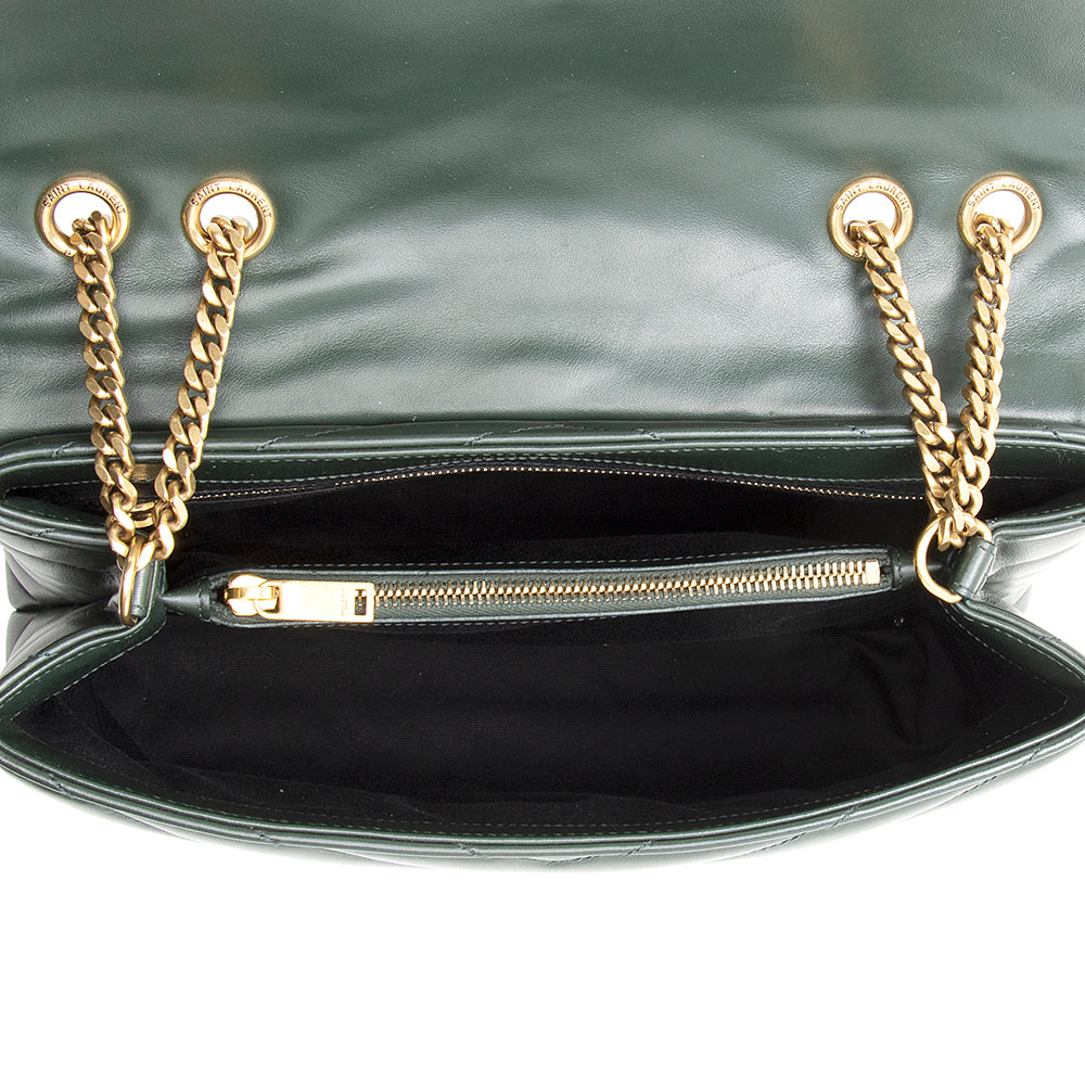 Saint Laurent Matelasse Calfskin Monogram LouLou Chain Medium Shoulder Bag (SHF-20578)