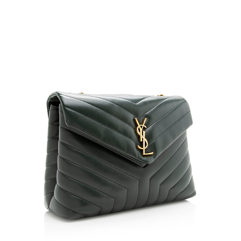 Saint Laurent Matelasse Calfskin Monogram LouLou Chain Medium Shoulder Bag (SHF-20578)