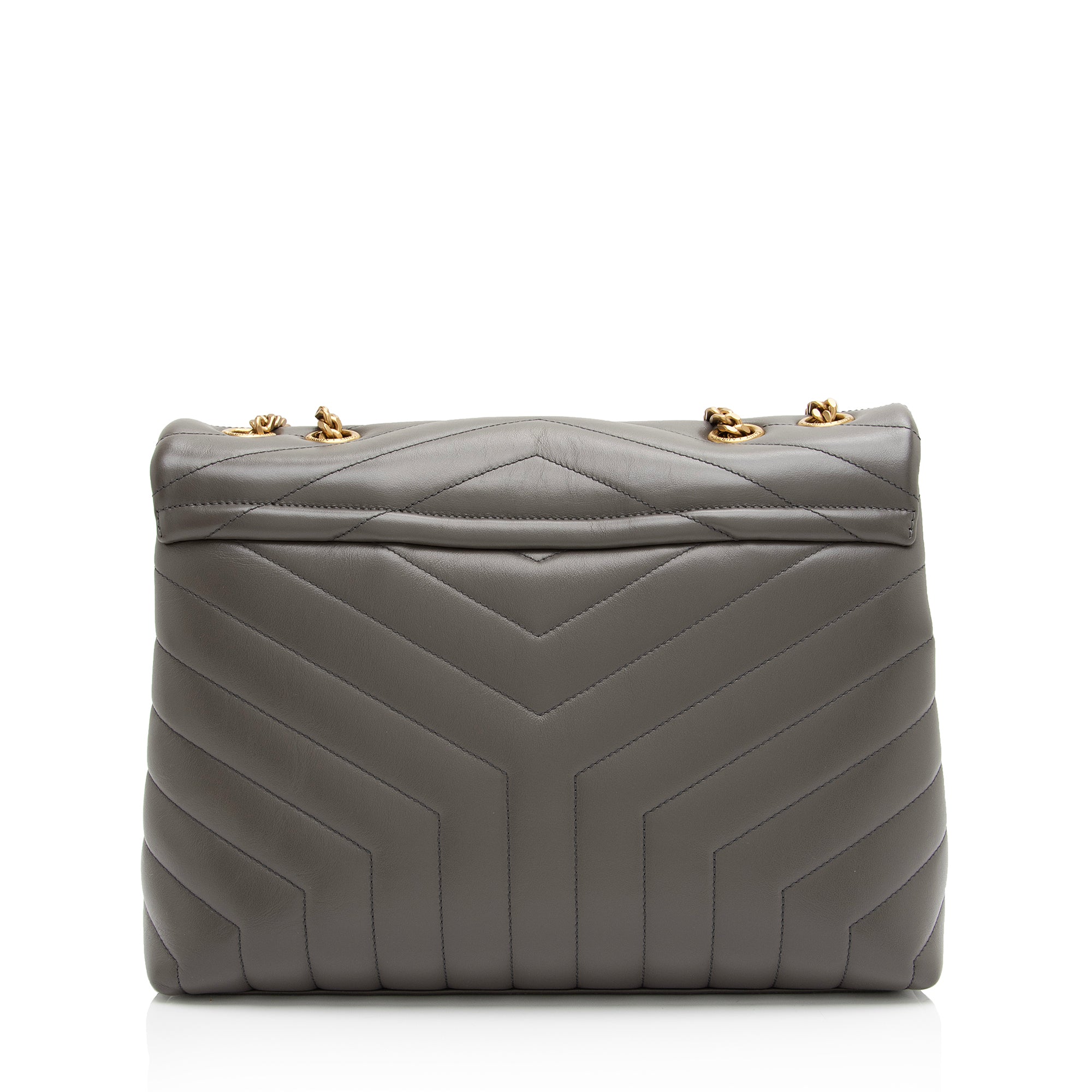 Saint Laurent Matelasse Calfskin Monogram LouLou Chain Medium Shoulder Bag (SHF-23892)