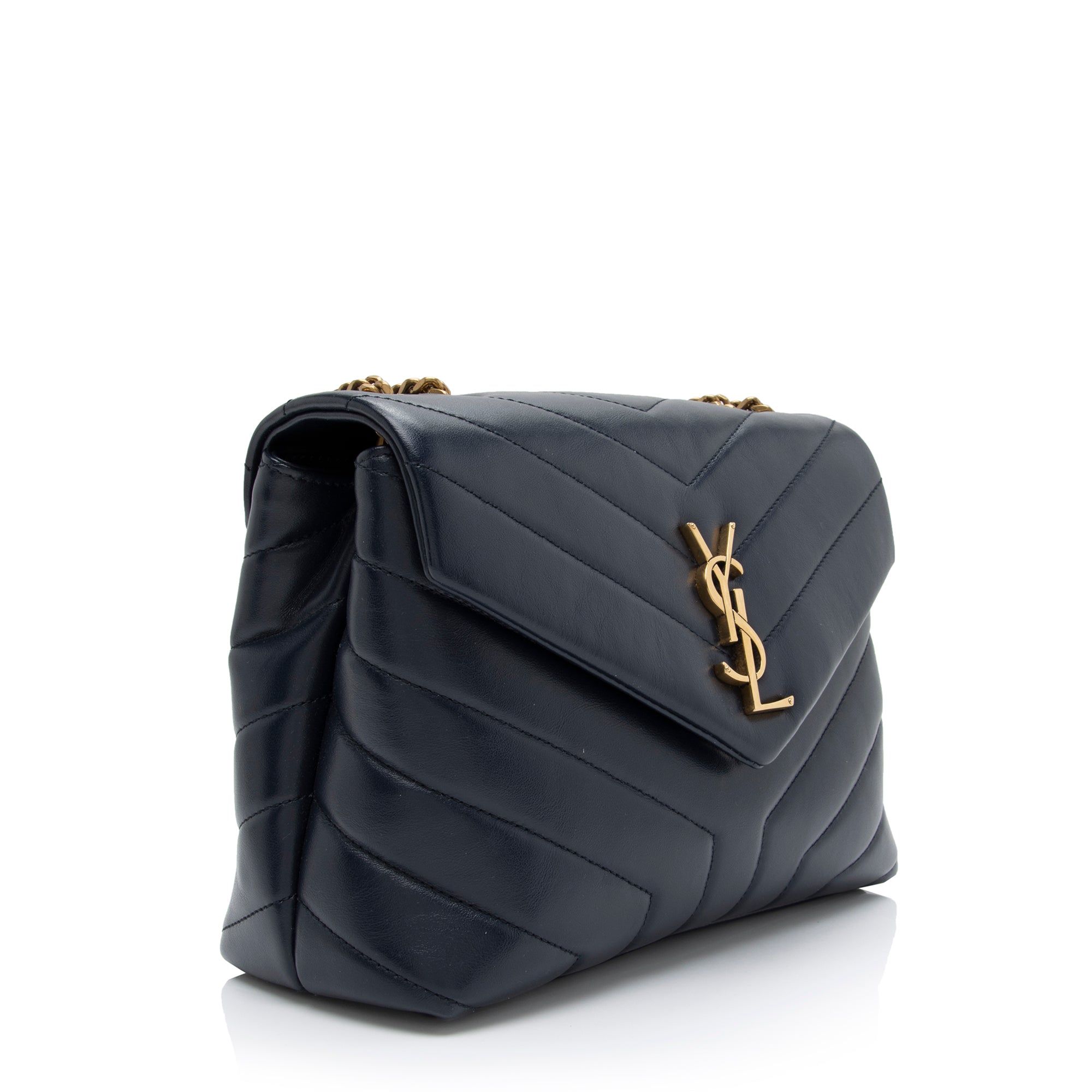 Saint Laurent Matelasse Calfskin Monogram LouLou Chain Small Crossbody Bag (SHF-HY4rvs)