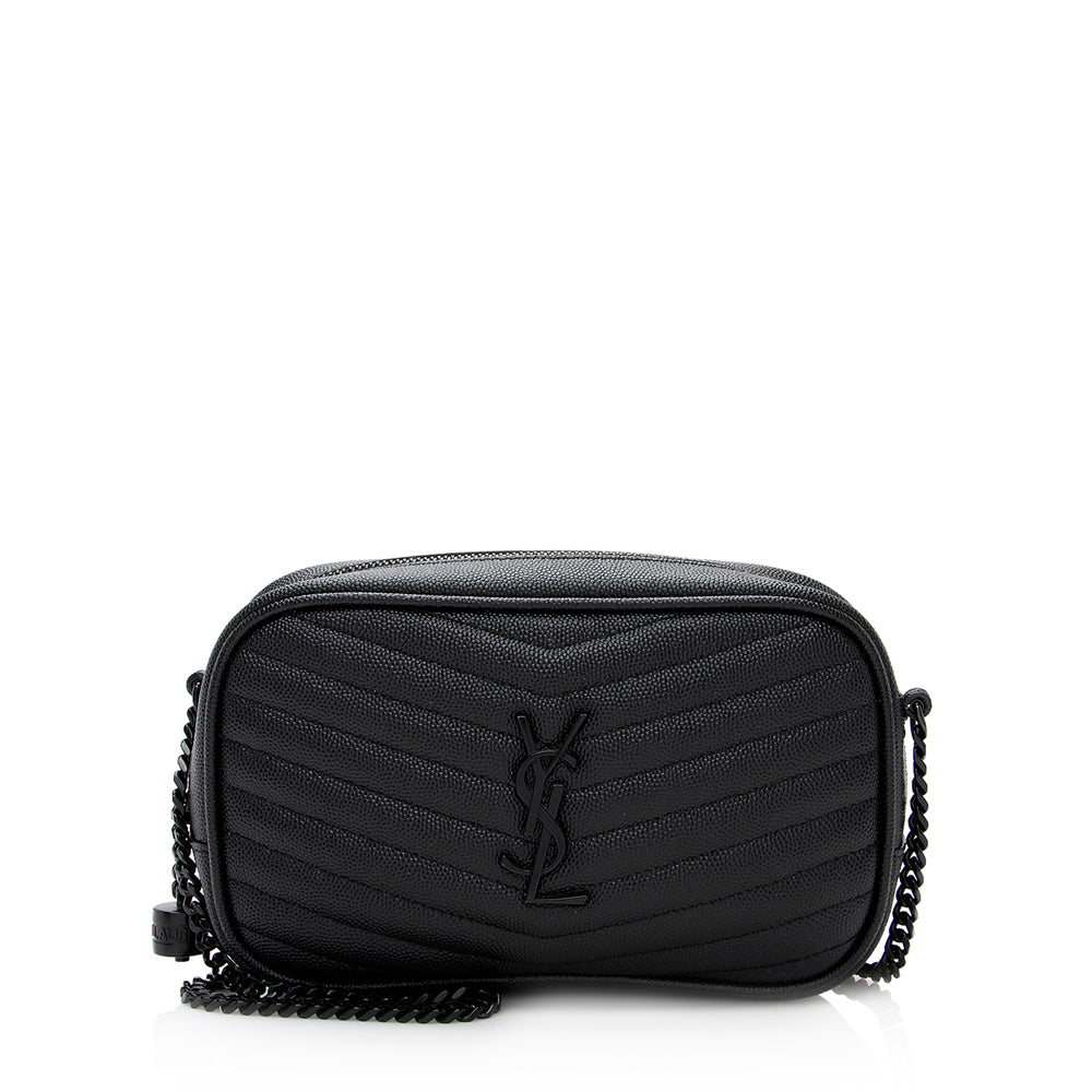 Saint Laurent Matelasse Grain de Poudre Lou Mini Camera Bag - FINAL SALE (SHF-21062)