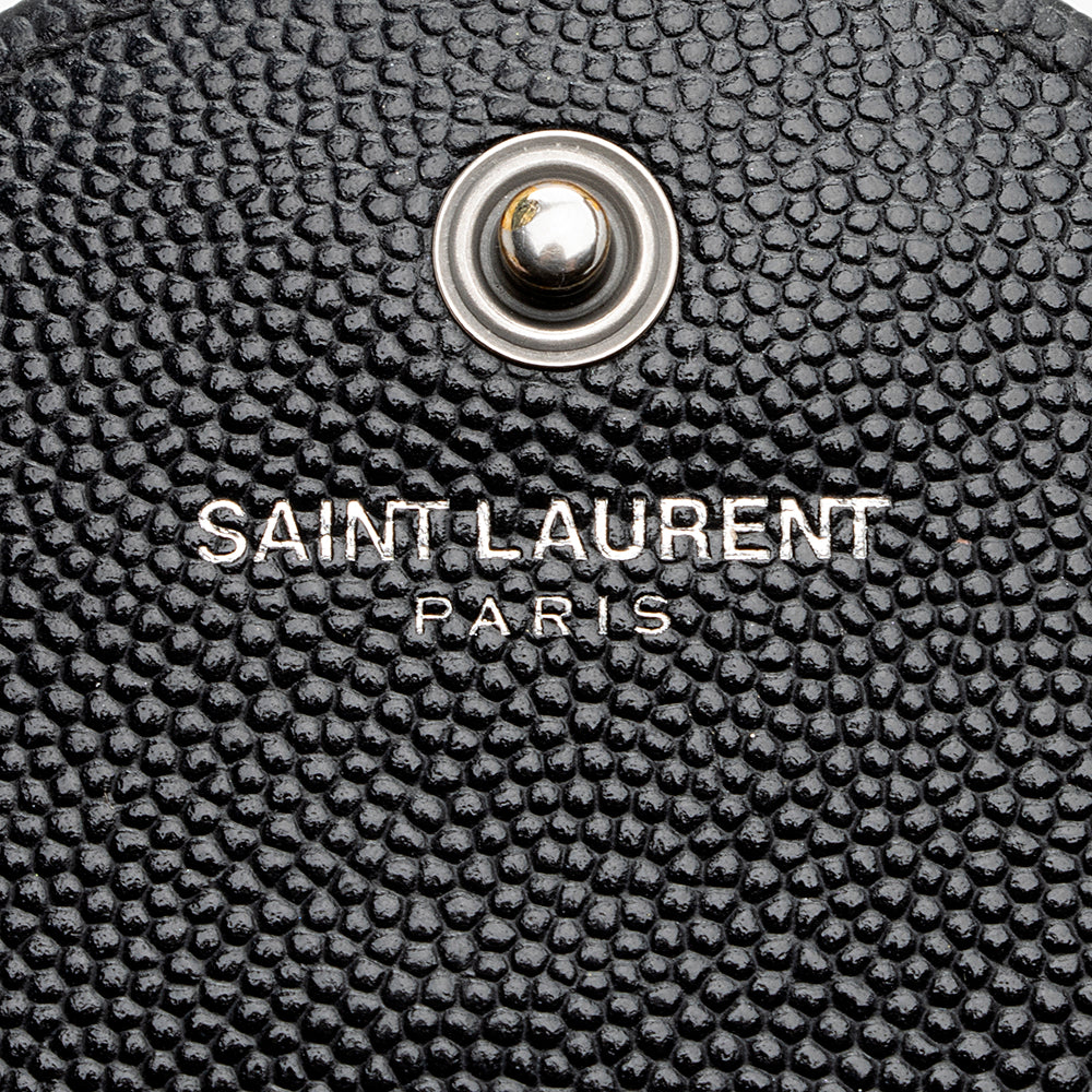Saint Laurent Matelasse Grain de Poudre Matte Black Monogram Chain Wallet - FINAL SALE (SHF-20467)