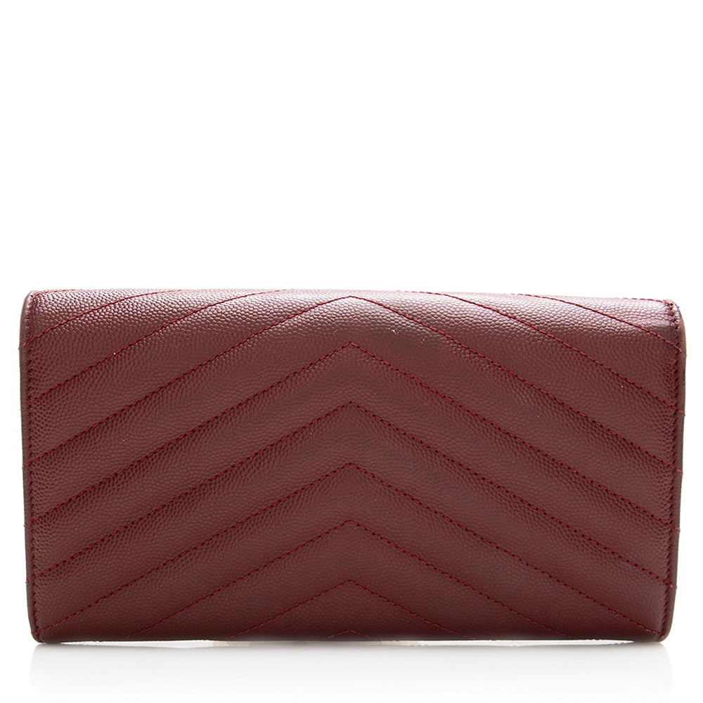 Saint Laurent Matelasse Grain de Poudre Monogram Wallet (SHF-18247)