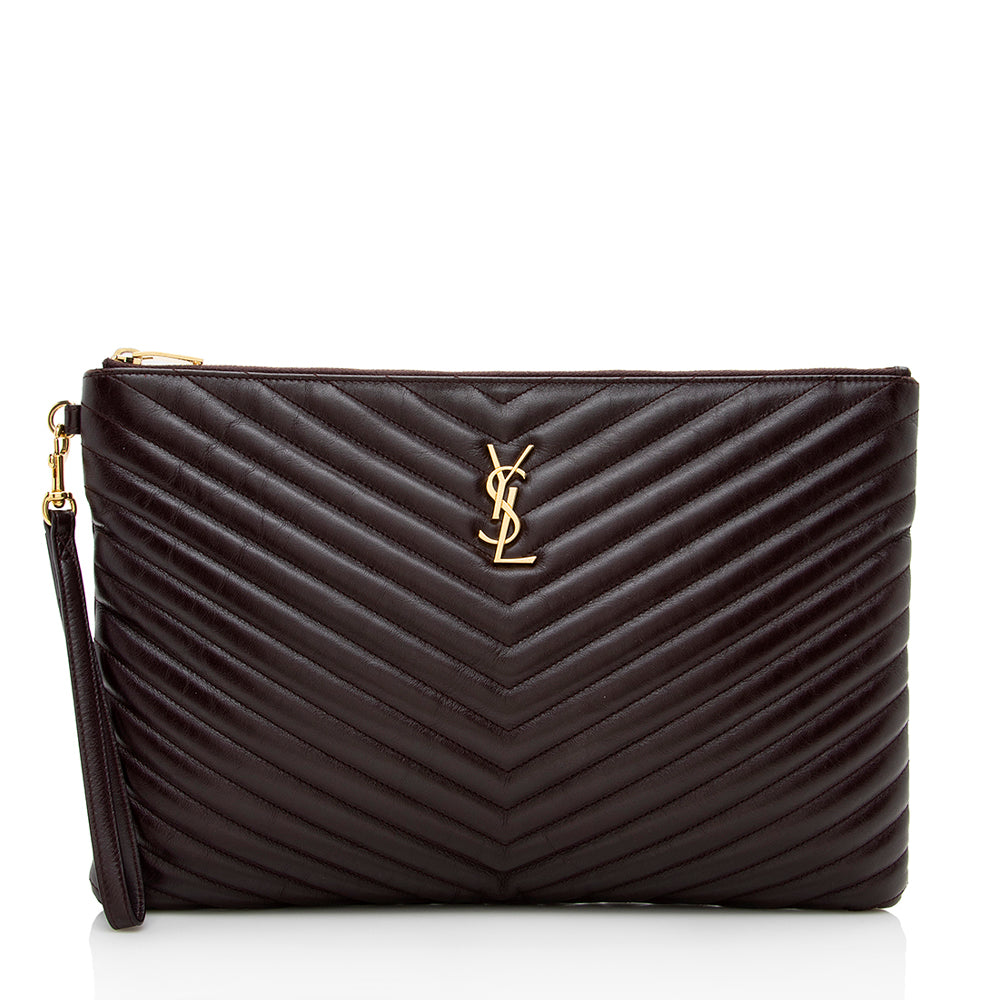 Saint Laurent Matelasse Leather Large Wristlet (SHF-16924)