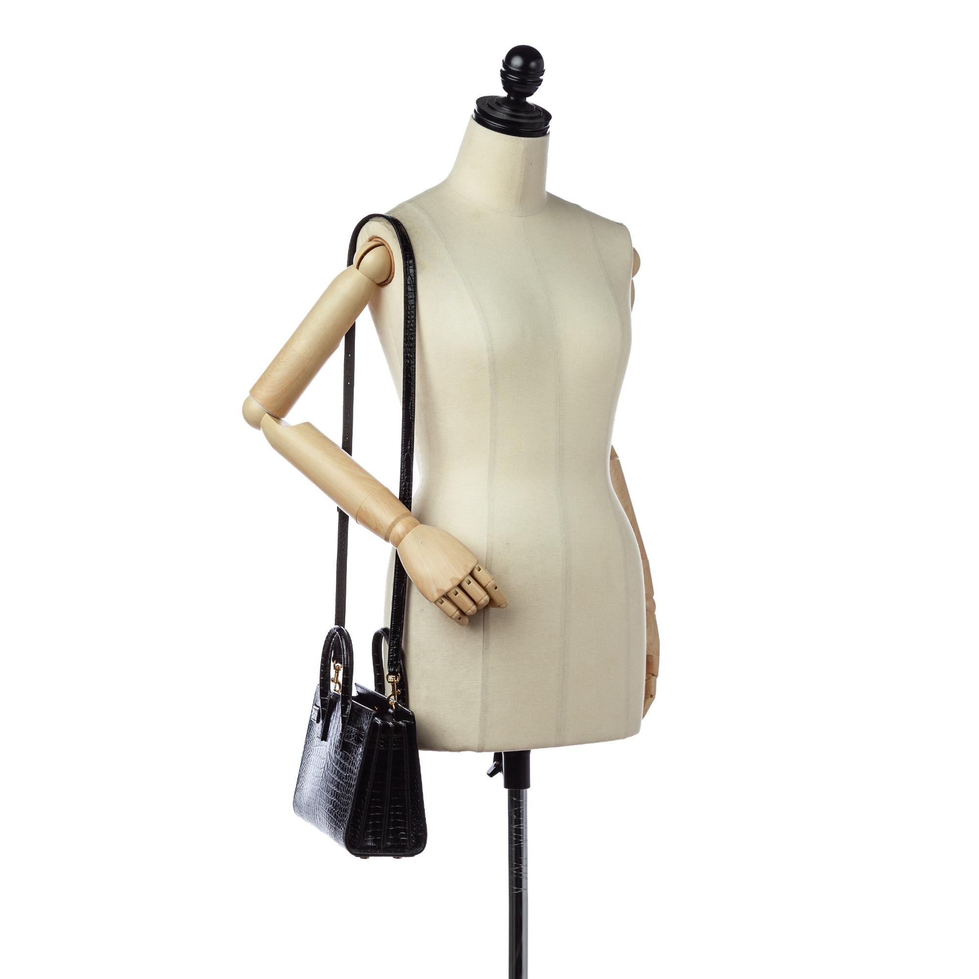 Saint Laurent Nano Sac De Jour Embossed Leather Satchel (SHG-25199)