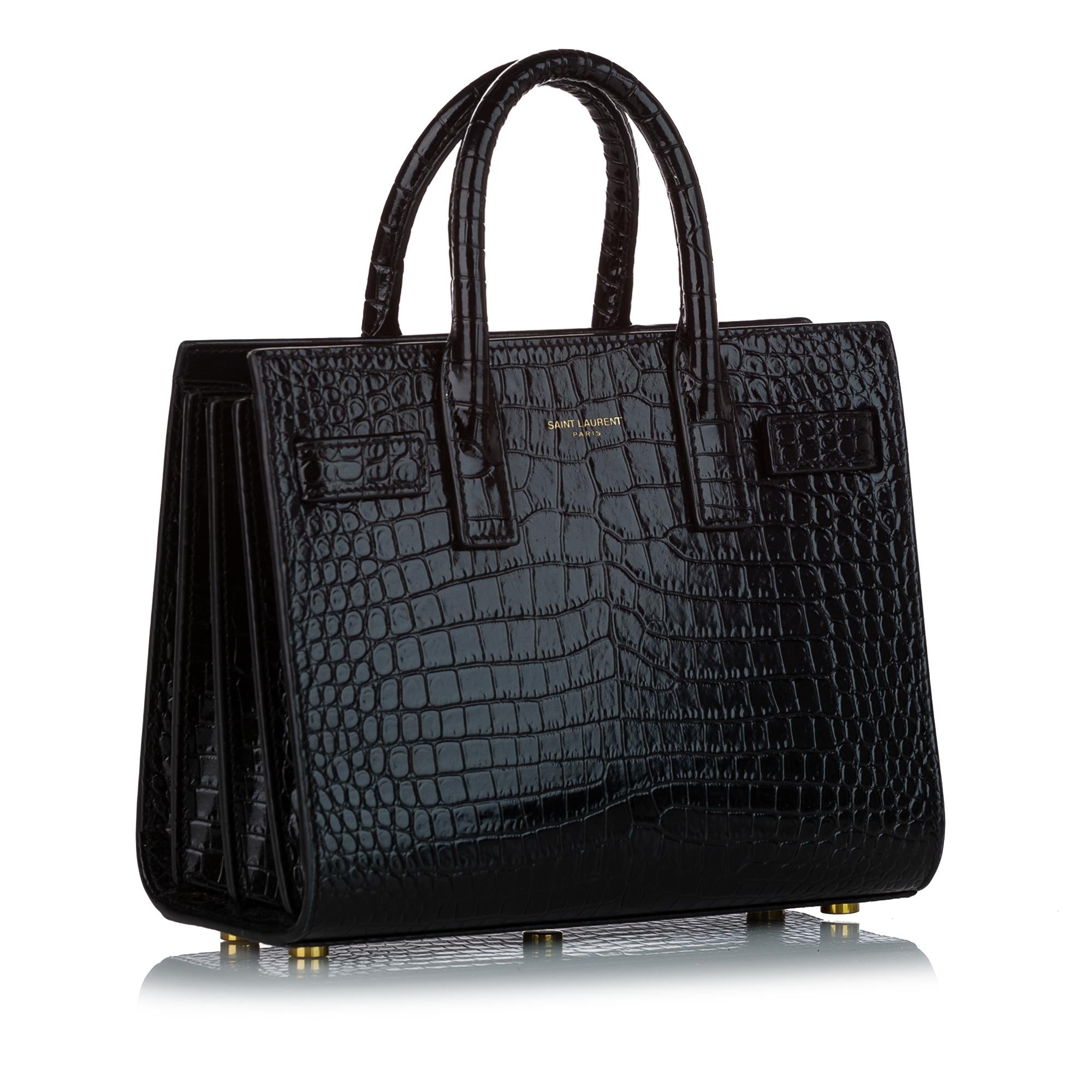 Saint Laurent Nano Sac De Jour Embossed Leather Satchel (SHG-25199)